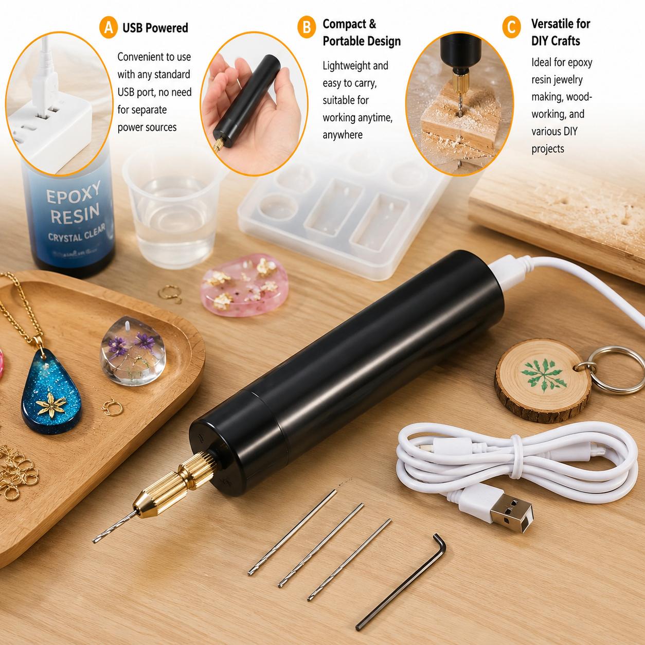 Bor Listrik Mini Bertenaga USB - Jewelry Making Dc ulasan dan harga